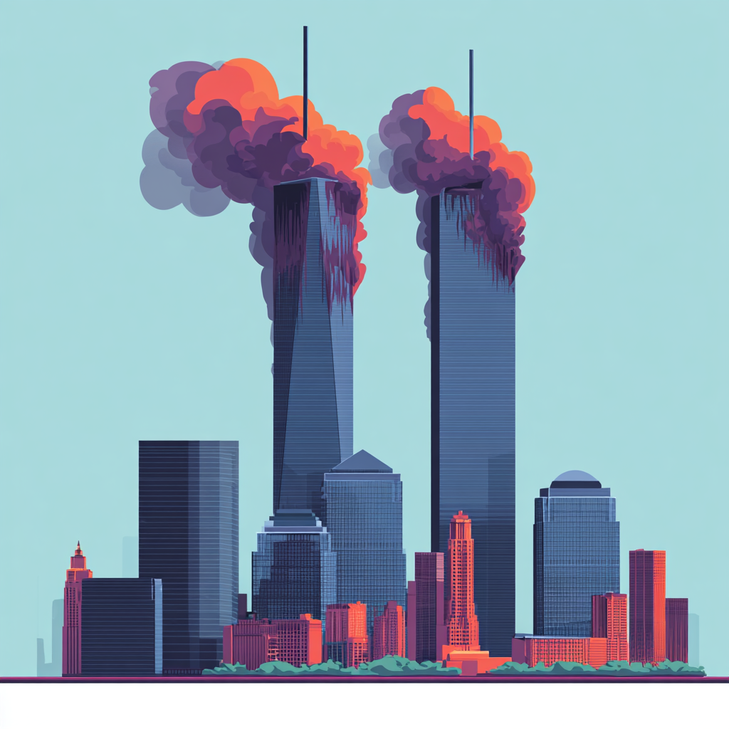 Die brennenden Twin Towers in New York.