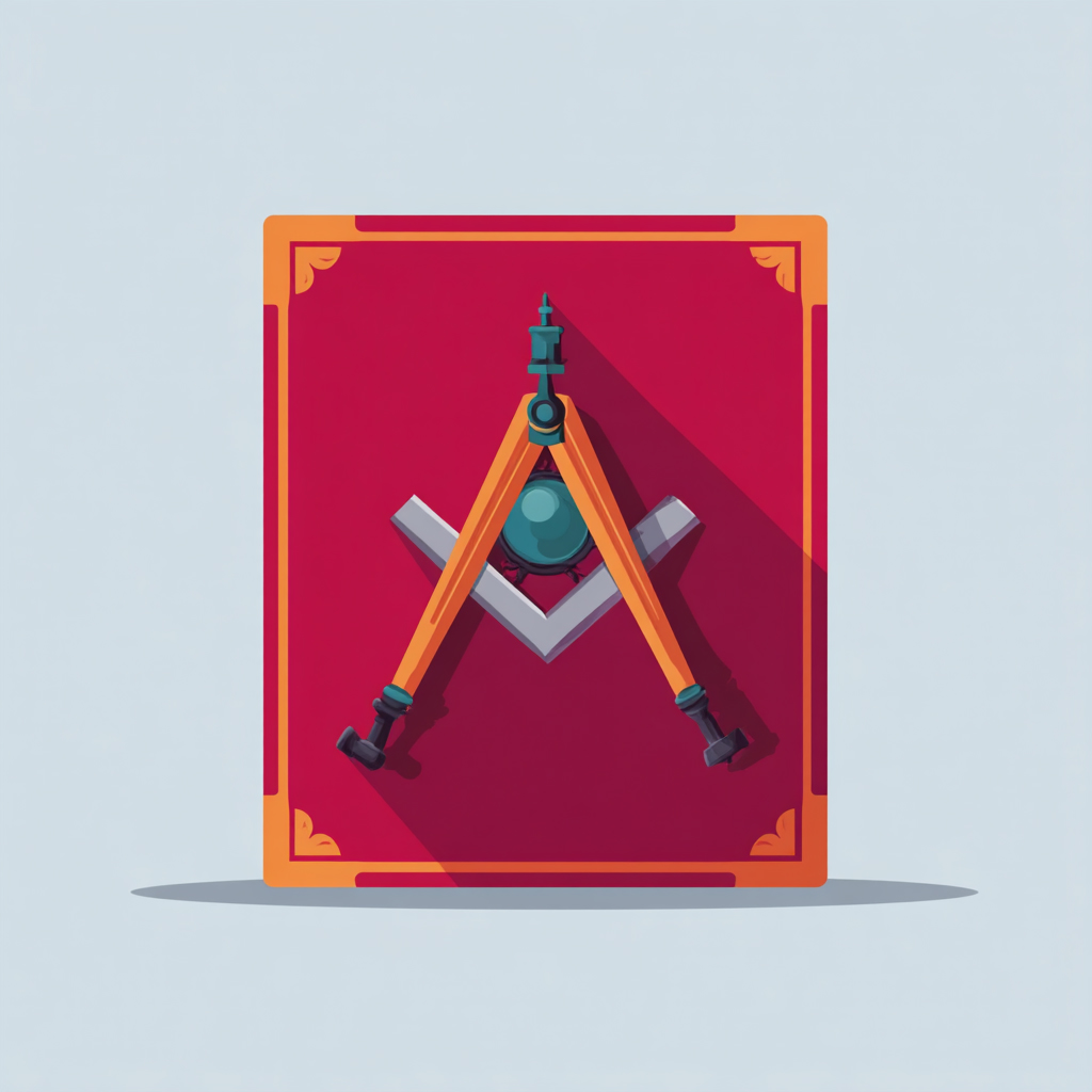 Ein Buch mit dem Symbol der Freimauer, einem Winkelmaßes und Zirkels.